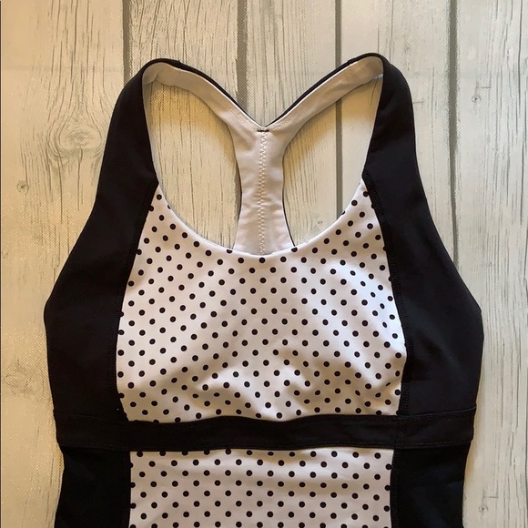 Lululemon Black & White Polka Dot Racerback Tank - Picture 2 of 8